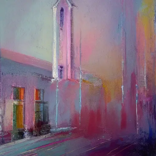 02431-2771410737-abstract oil painting of a bright church building, pastel colors, volumetric lighting, artstation, concept art, bokeh, 8k, , Geo.webp